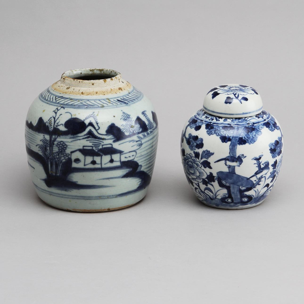 BOJAN och URNA MED LOCK, porslin. Kina 18/1900-tal.