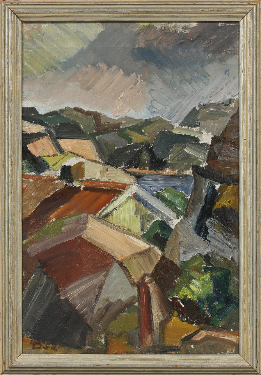 HANS BILLGREN. Hustak, olja på duk, signerad o daterad -52.