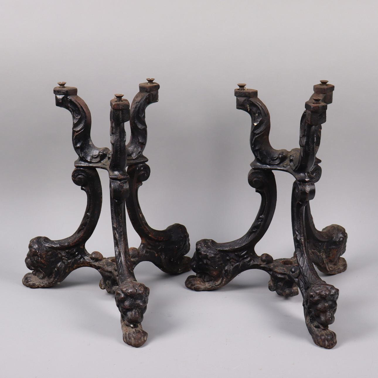 CAST IRON LEG STAND, for captain's chairs, 1800/20th century, 2pcs.