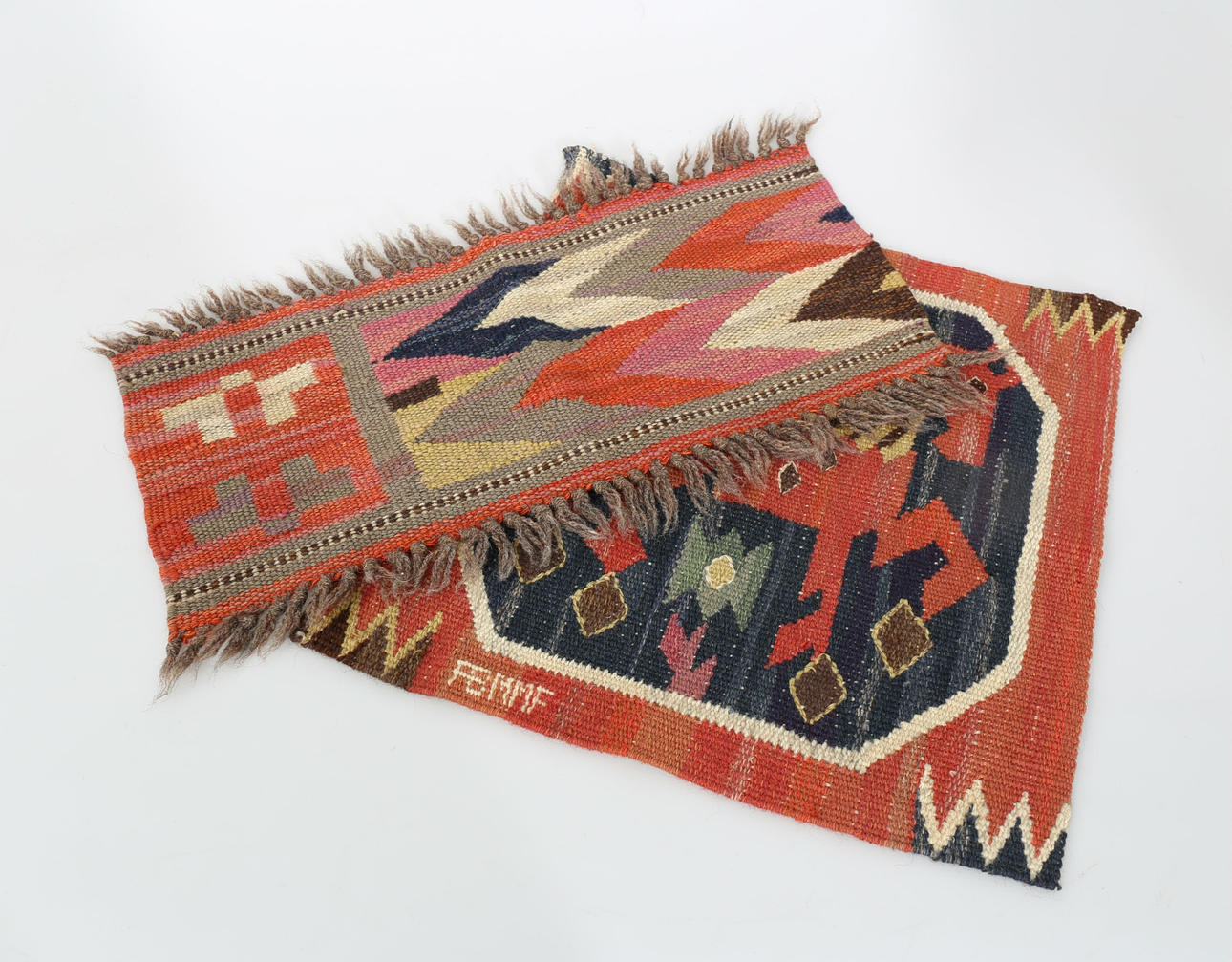 MÄRTA MÅÅS FJETTERSTRÖM. Vävnader, 2 stycken, AB MMF, varav en signerad, Båstad, Sverige.