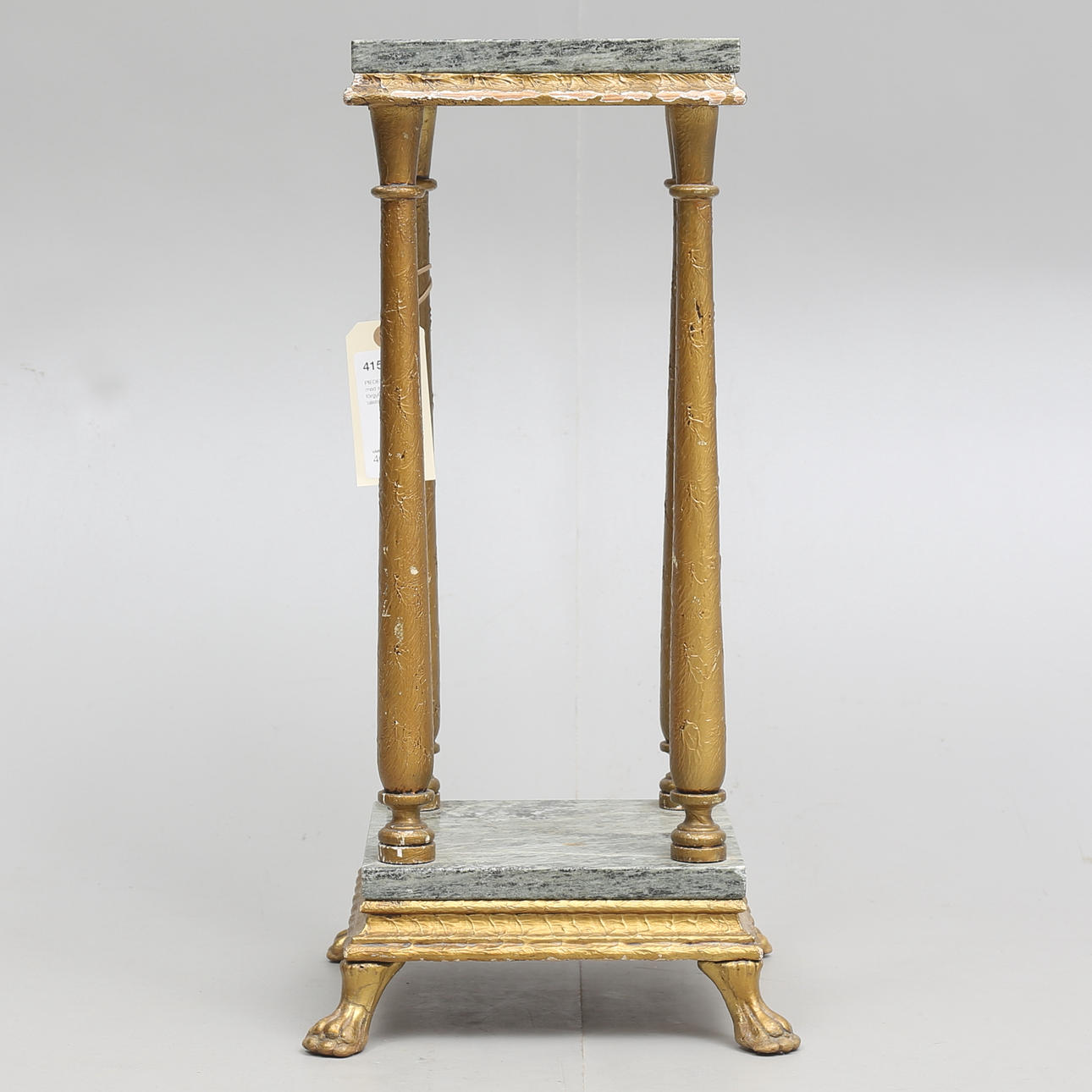 PIEDESTAL, med stenskiva, förgylld, 1900-talets mitt.