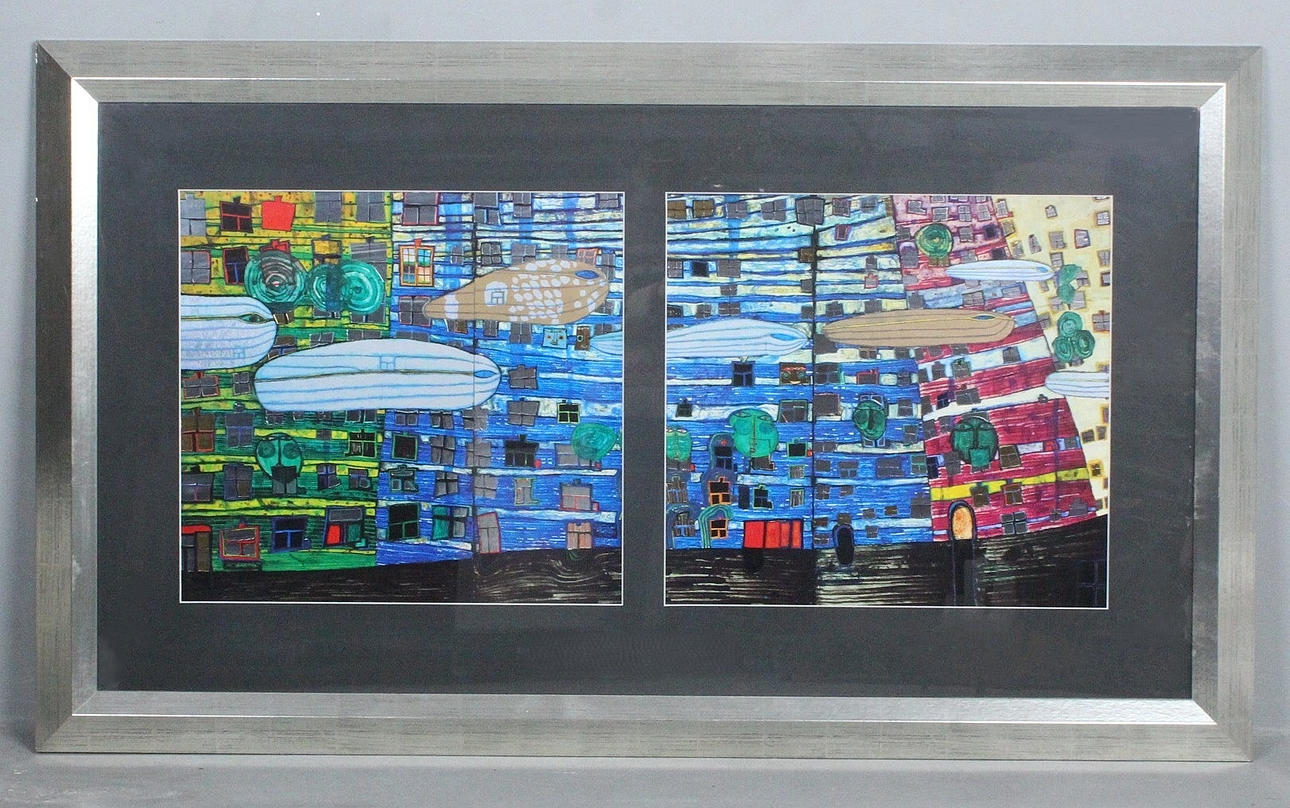 FRIEDENSREICH HUNDERTWASSER. 'Save the seas', silkscreen with metal embossing.