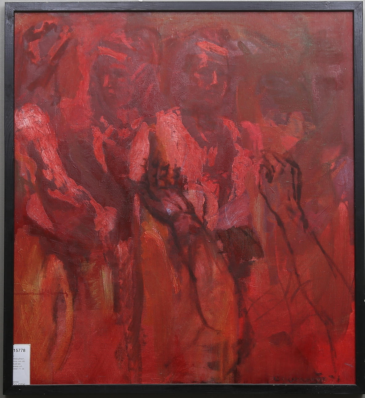 ULF SÄRNEGÅRDH. Kvinnor mot rött. Olja på duk. Signerad och daterad -71.