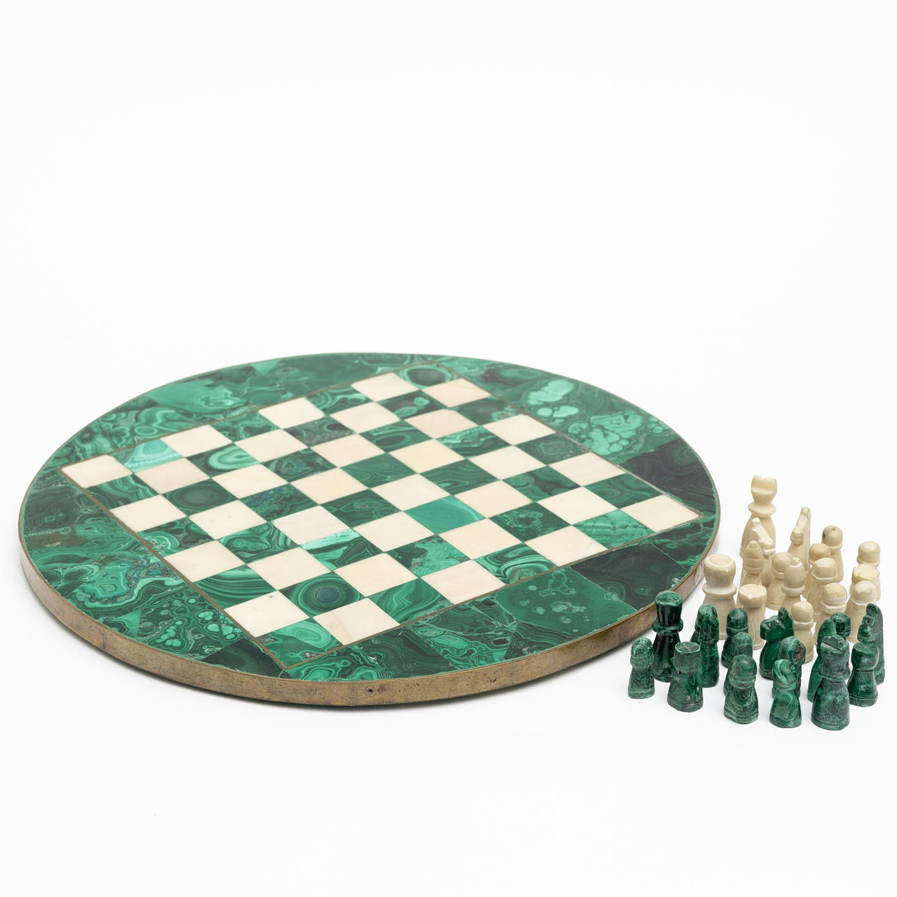 A 20th century partly malachite stone work chess game. Collectables ...