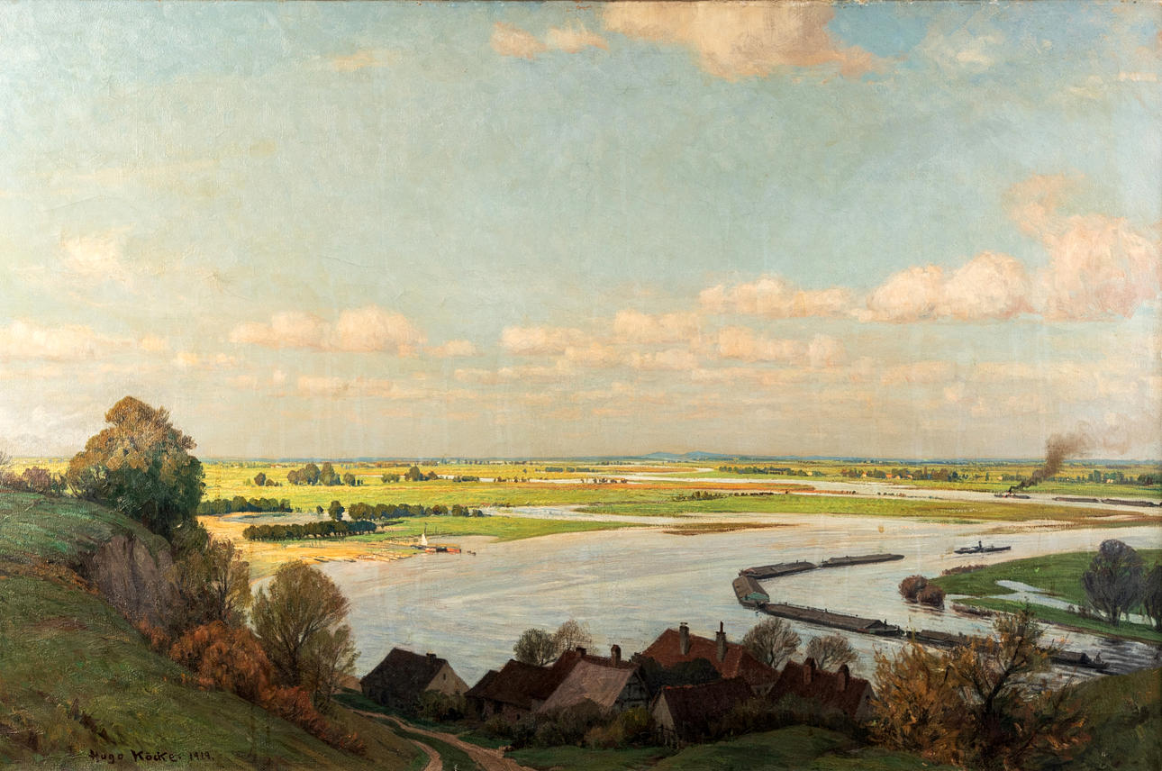 HUGO KÖCKE (1874-1956). Grosse Flusslandschaft.