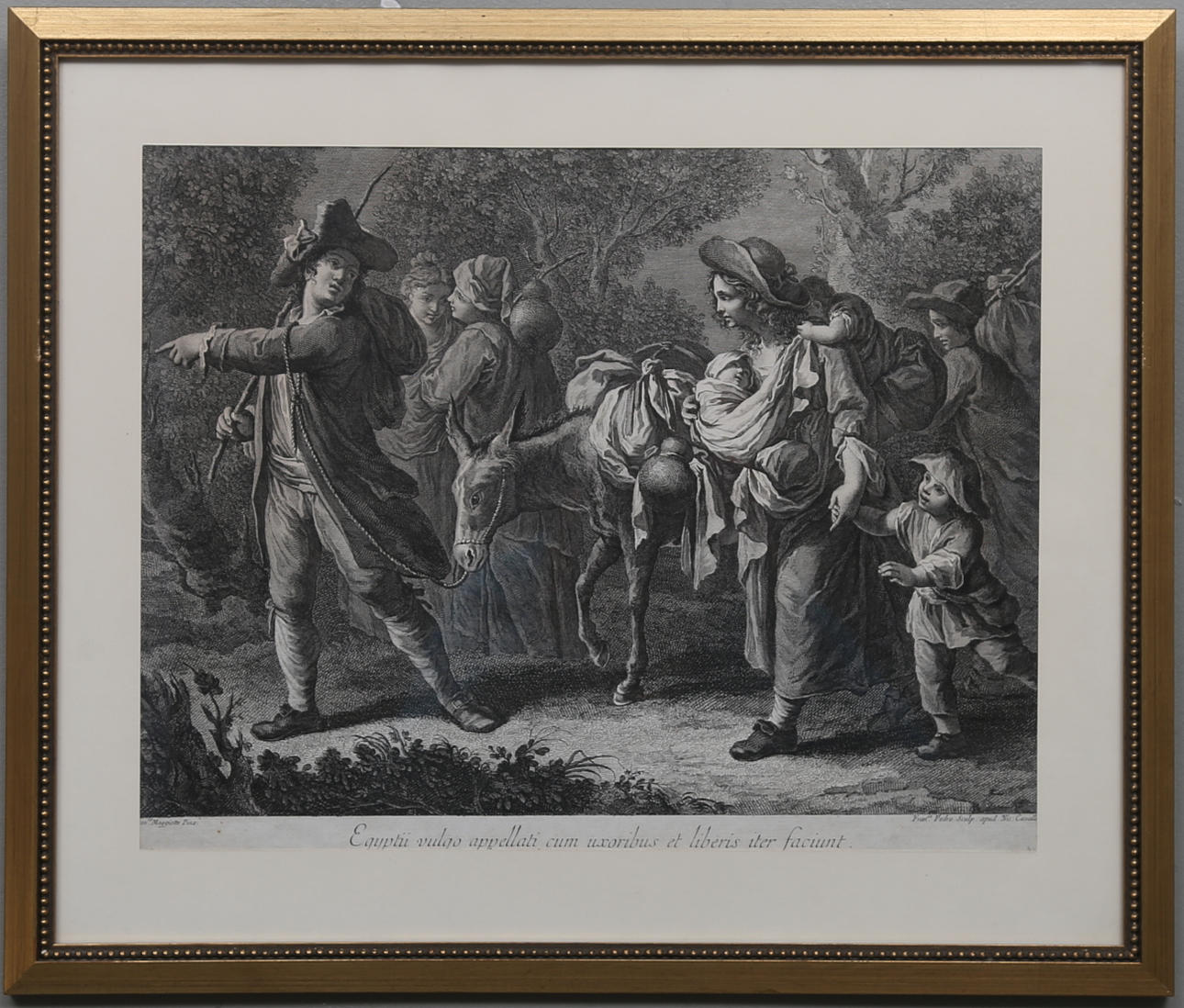 NIC CAVALLI VENEZIA. Italien. Landskap med människor och djur. Gravyr. 1700-tal.