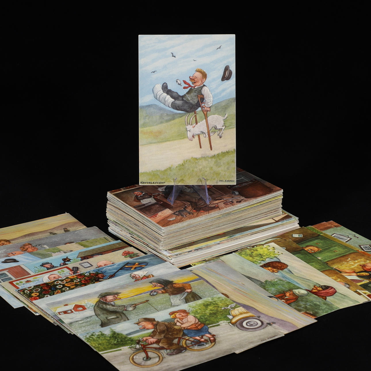 JAC EDGREN. Vykort, större parti, 1900-talets mitt.