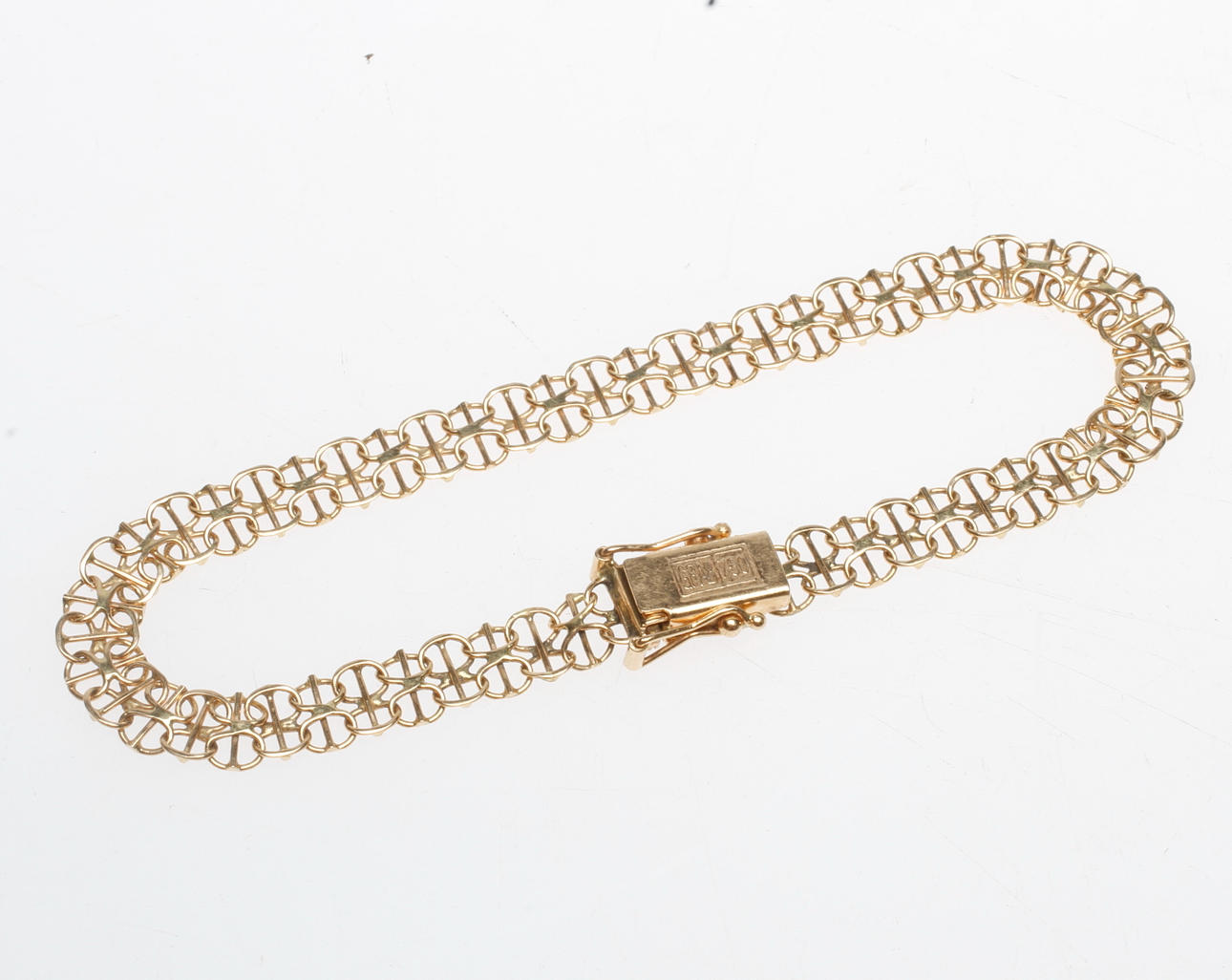 ARMBAND X-LÄNK MED STAV, 18k guld, vikt ca 6,5 gr.