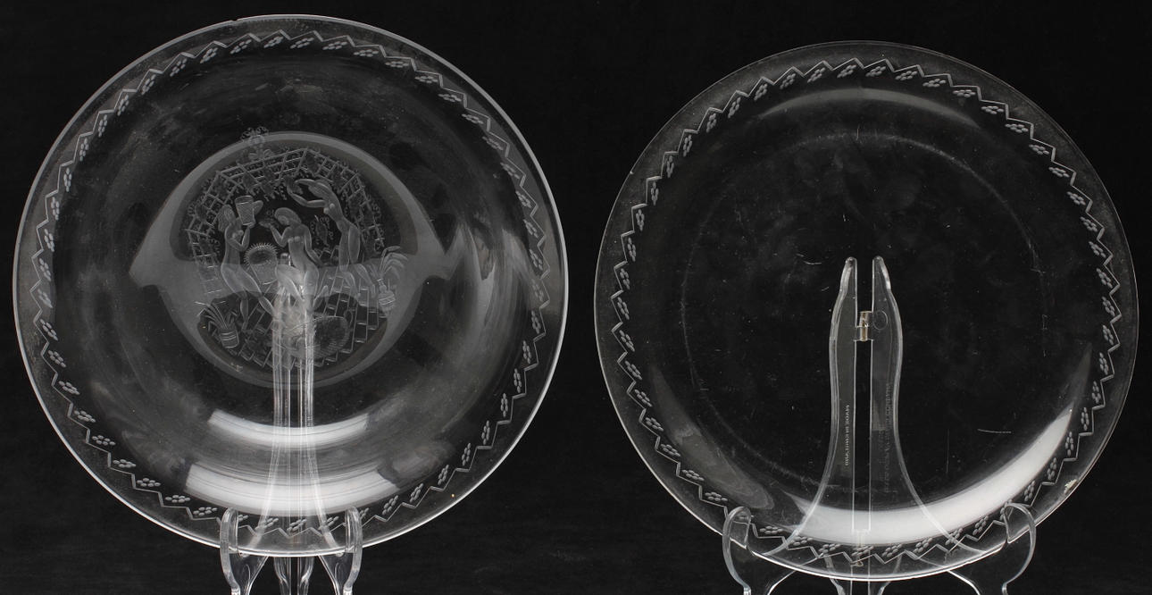 SKÅL med FAT, glas, Edward Hald, Orrefors, sign.