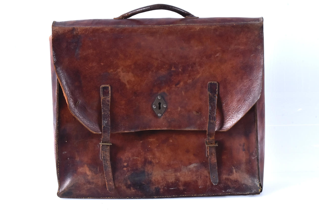 A leather briefcase, early 20th century.
