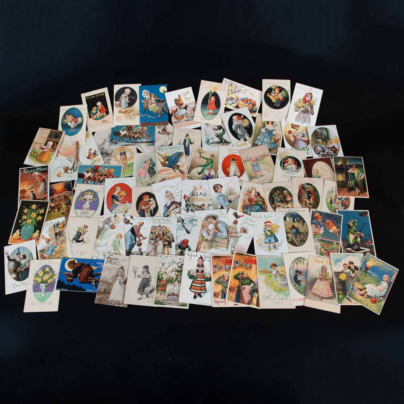 JENNY NYSTRÖM. PÅSKKORT, poststämplade 1900-1930. 70 st.