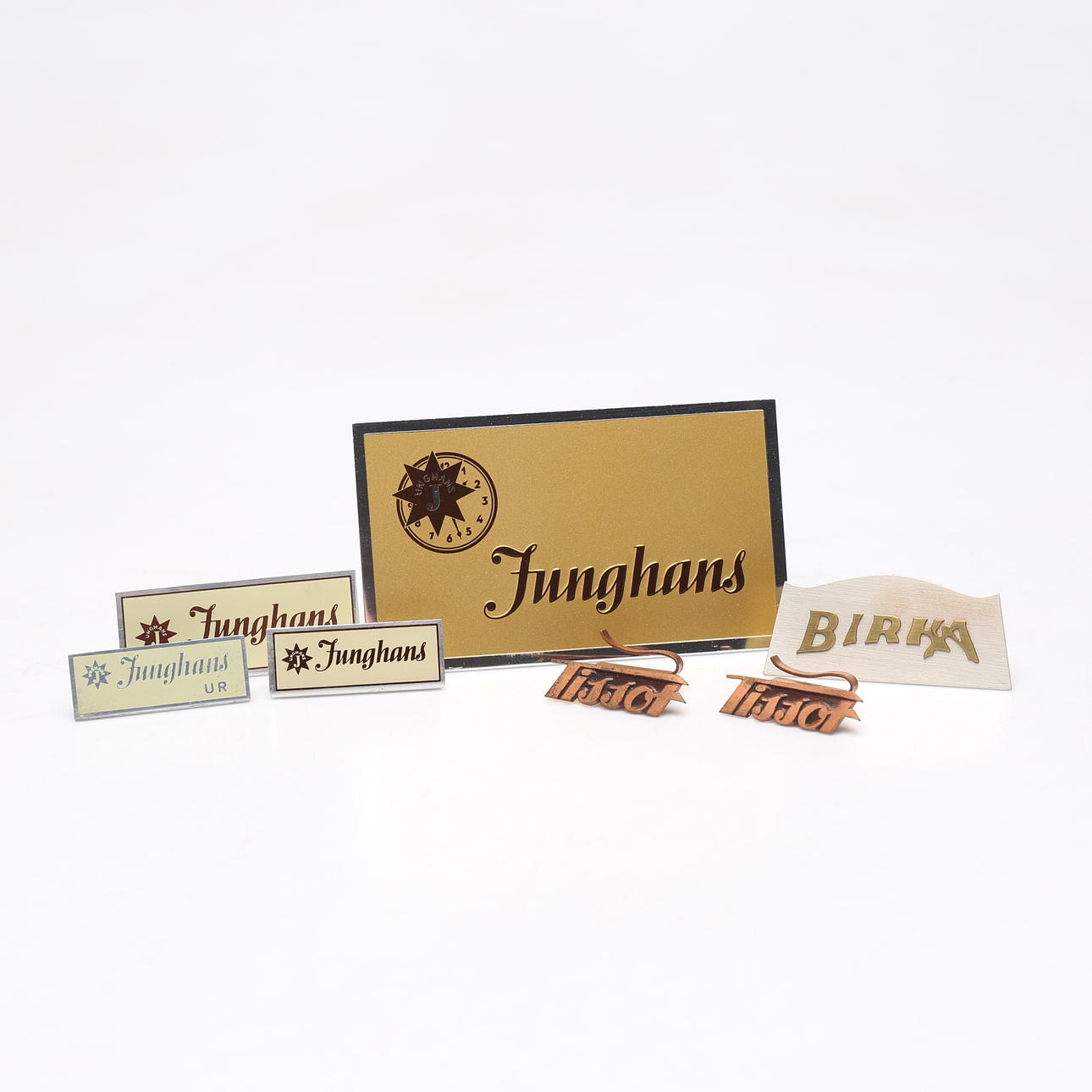 REKLAMSKYLTAR, 7 st, Tissot, Birka samt Junghans.