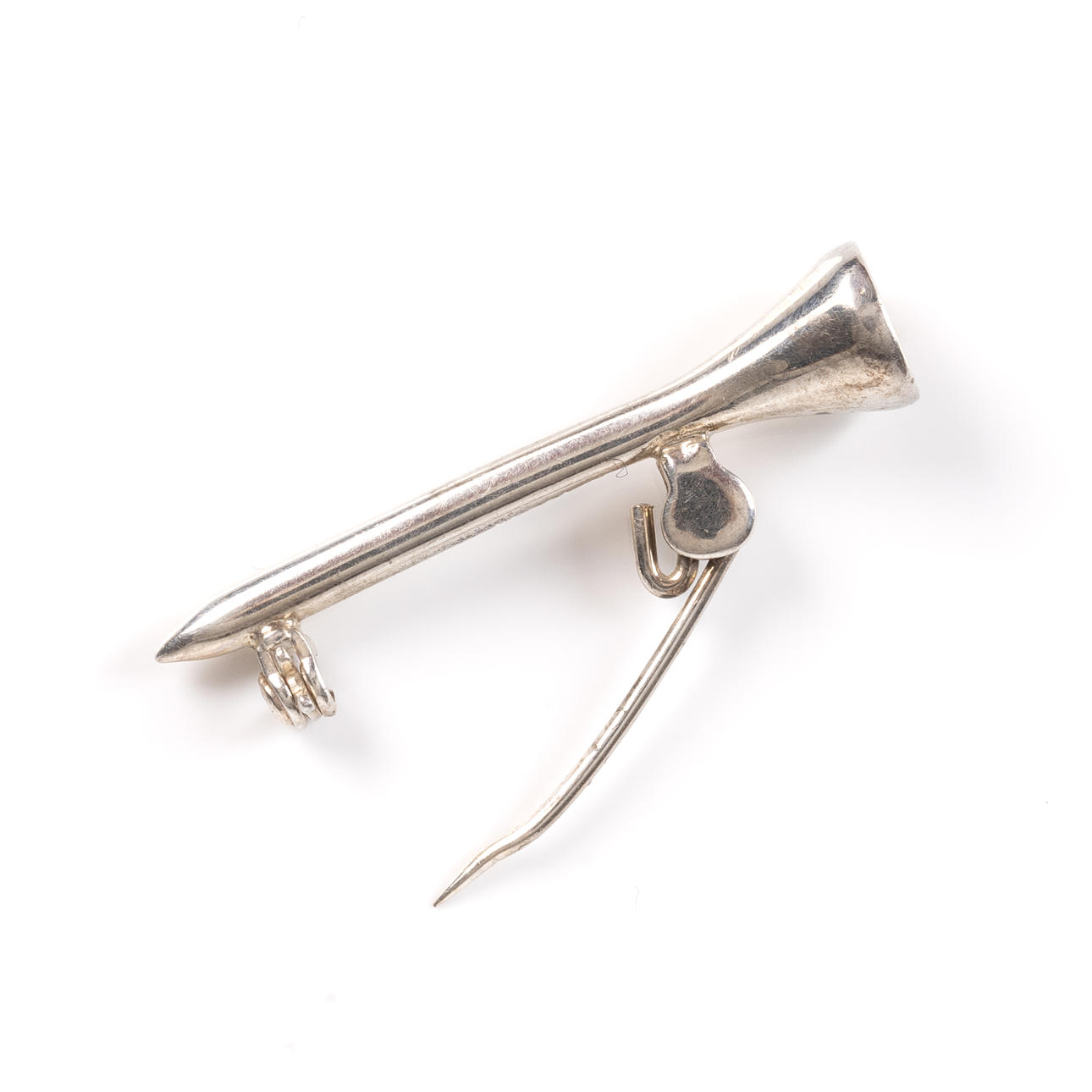 BROSCHE, Sterlingsilber, Golfschläger.