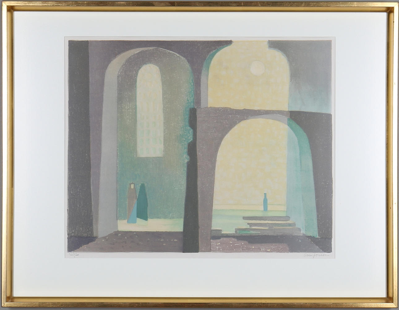 SVEN JONSSON. Komposition, färglitografi, signerad samt numrerad.