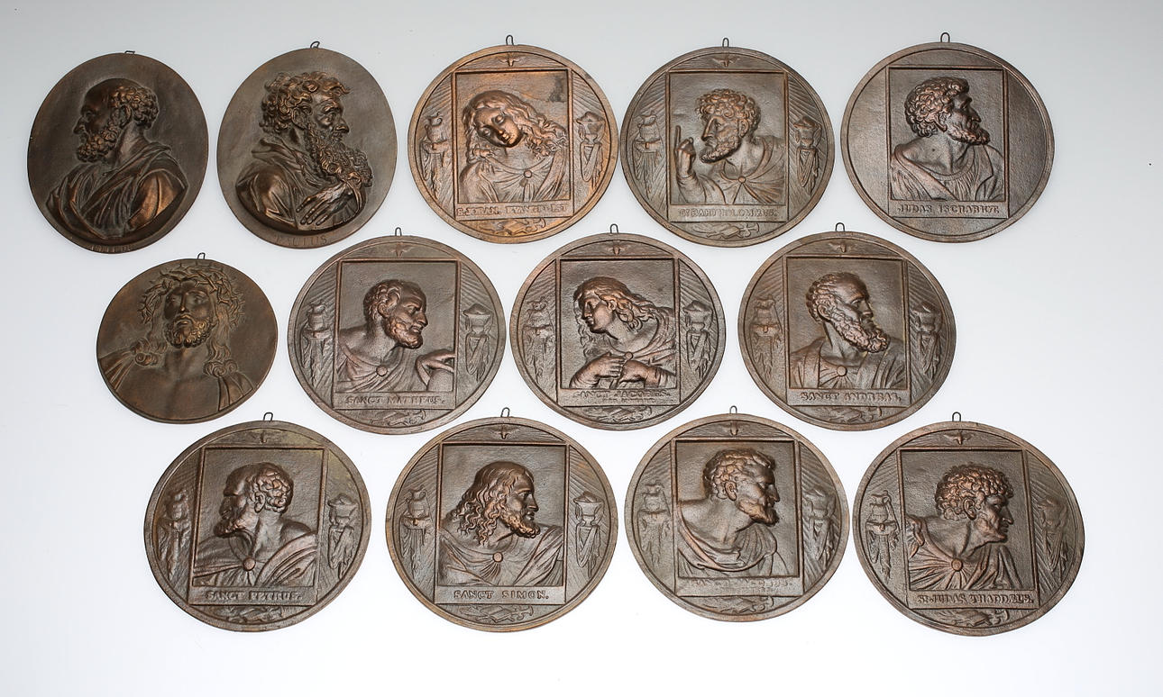 PLAKETTER, 13 st, brons, 1800/1900-tal.