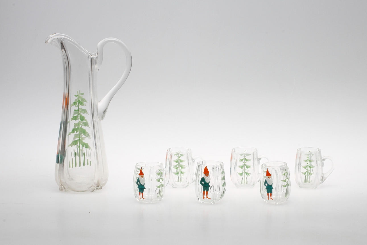 GLÖGGSERVIS, 7 delar, glas, 1900-tal.