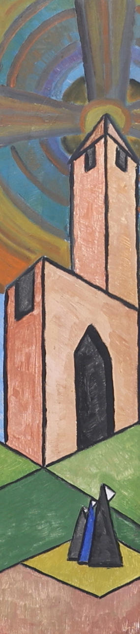 OIDENTIFIERAD KONSTNÄR. Iglesia, óleo sobre tabla.