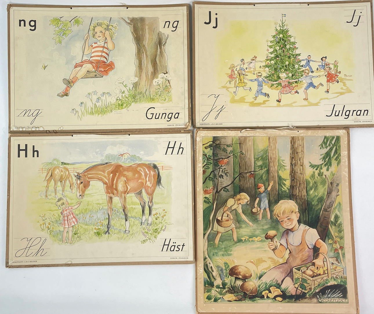 SKOLPLANSCHER 4 st, 1900-tal.