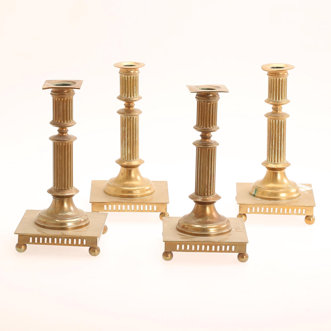 CANDLESTICKS, 2 pairs, brass, Västerås.