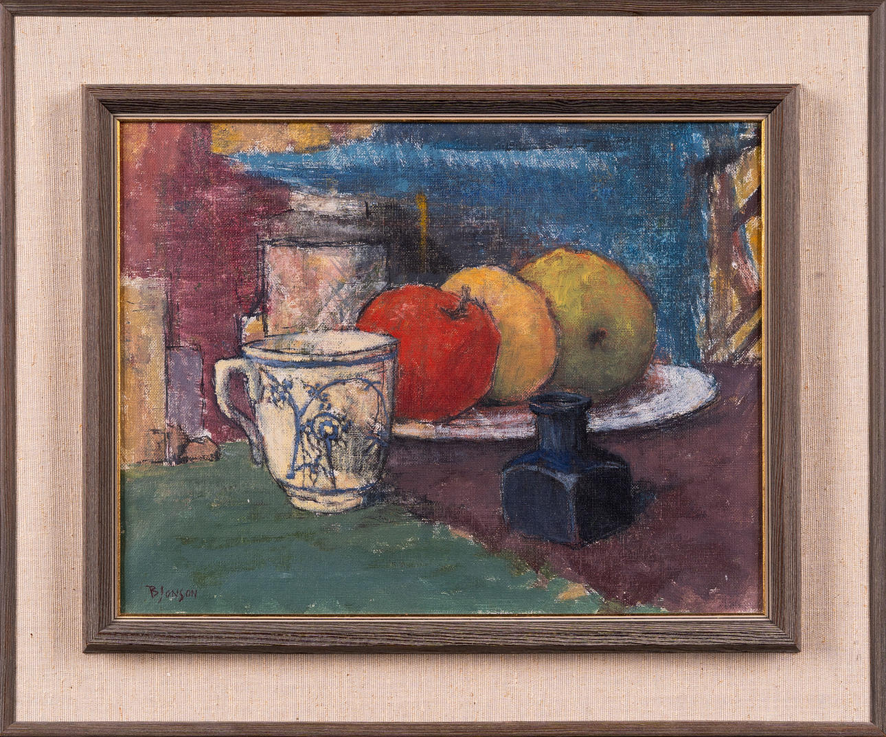 BROR JONSON. Oil on canvas, Signed “Fruits & Squids”.