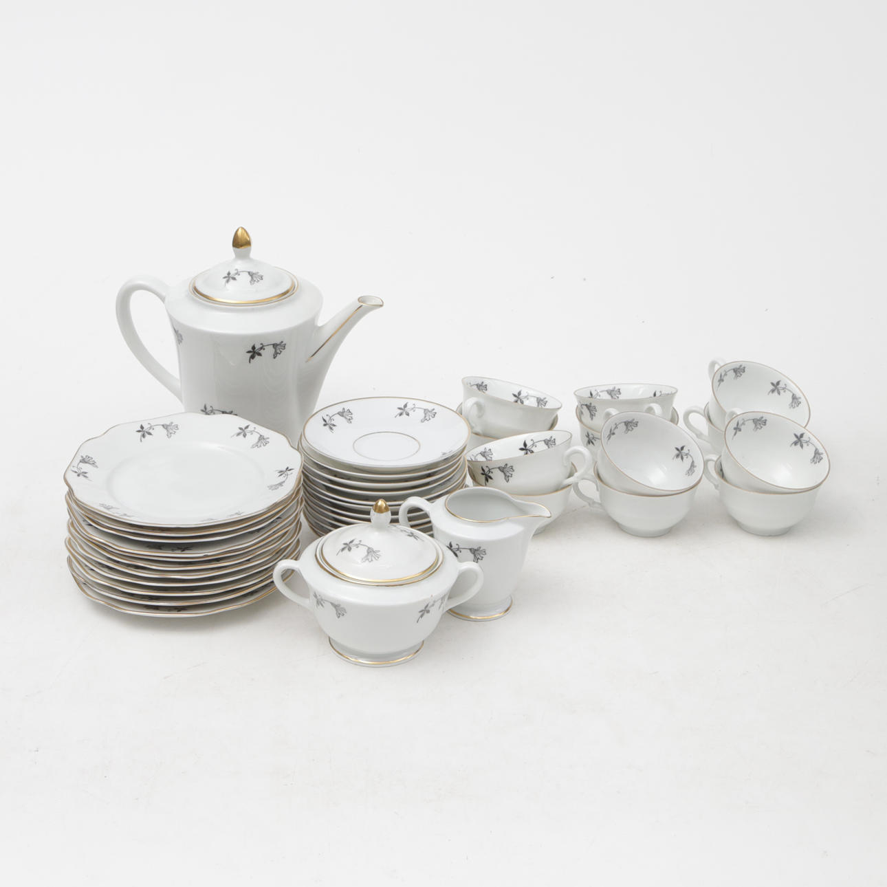 KAFFESERVIS, delar, porslin, ostämplad, ca 1940.