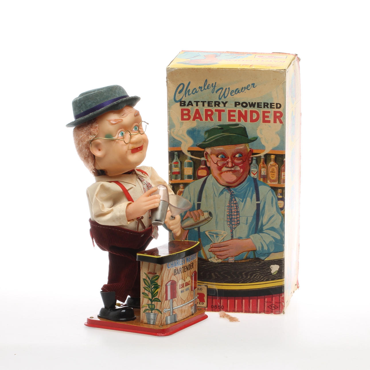 CHARLEY WEAVER BARTENDER, batteri, T.N. Japan i originalkartong.