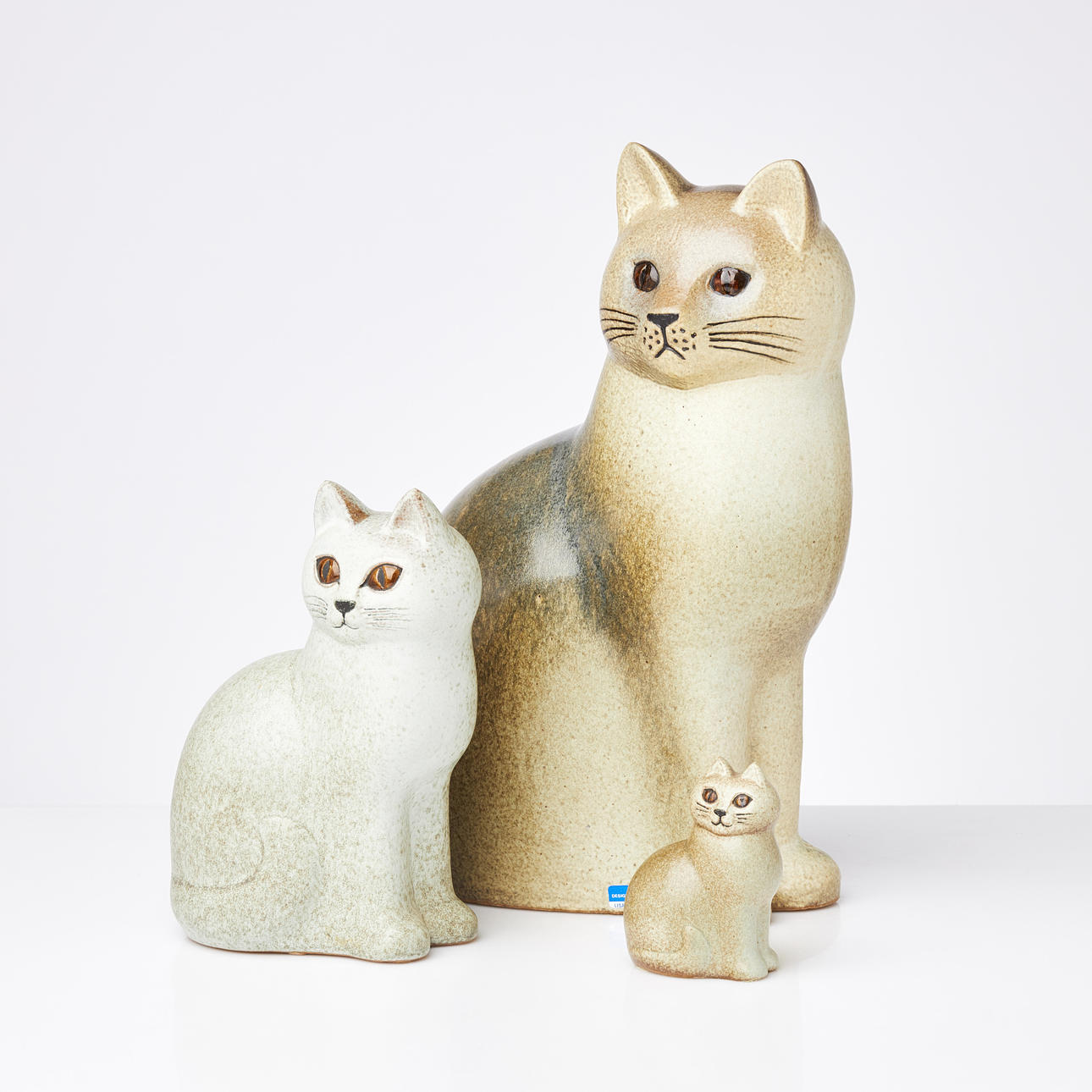 LISA LARSON. 3 dlr., Murre Mini, Murre Midi, Murre Maxi”, figurines, glazed stoneware, Gustavsberg, stamped Lisa Larson Studio.