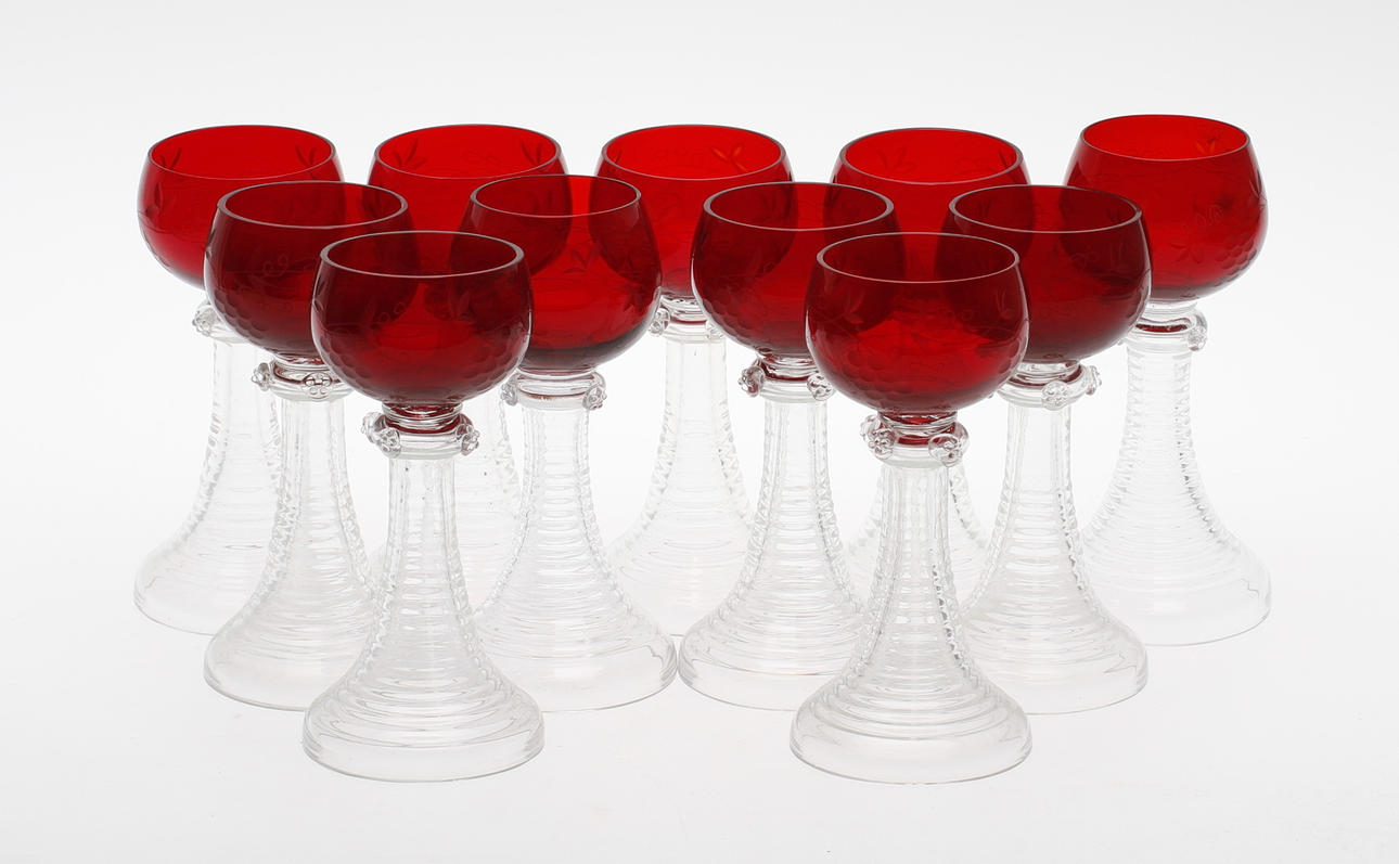 VITVINSGLAS, 11 st, sk remmare, sannolikt Reijmyre, 1900-tal.