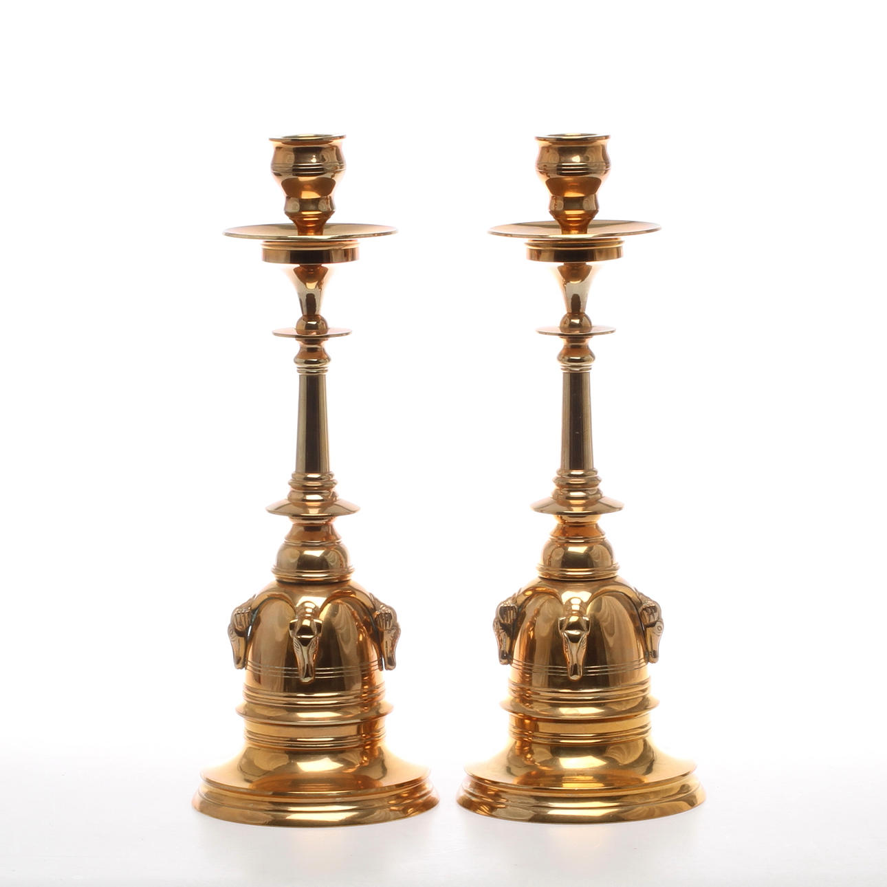 LJUSSTAKAR, ett par, mässing, 92, Gusums Bruk.