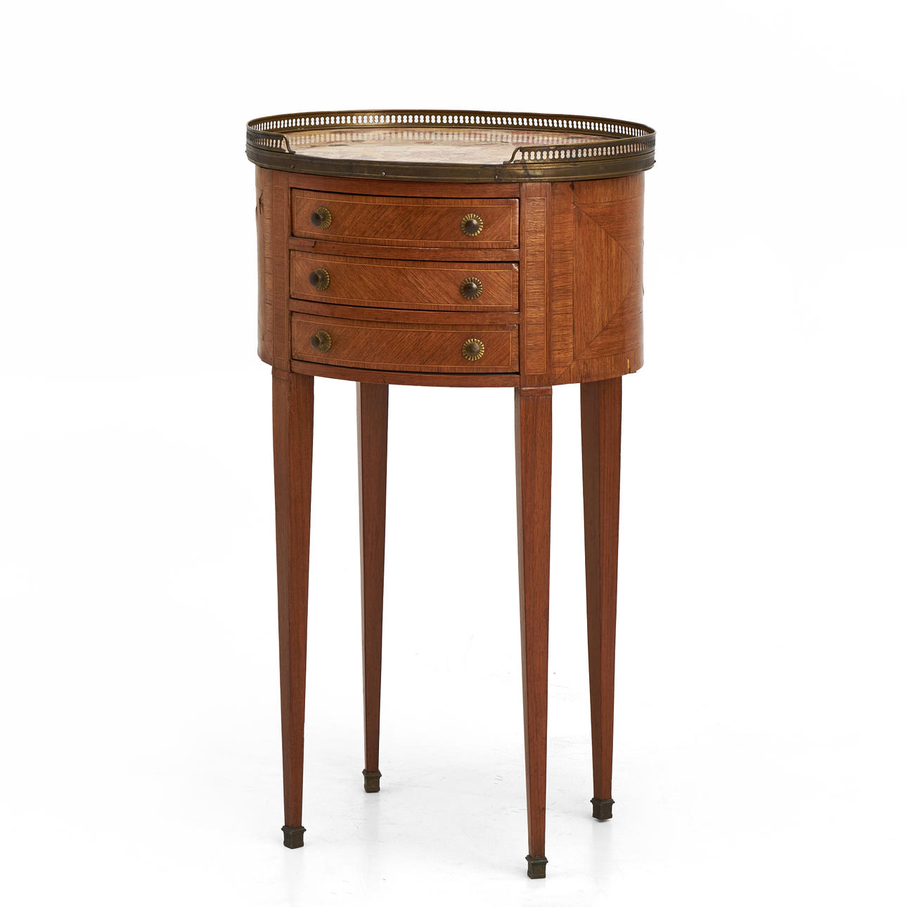 LAMP TABLE with stone top, mahogany.