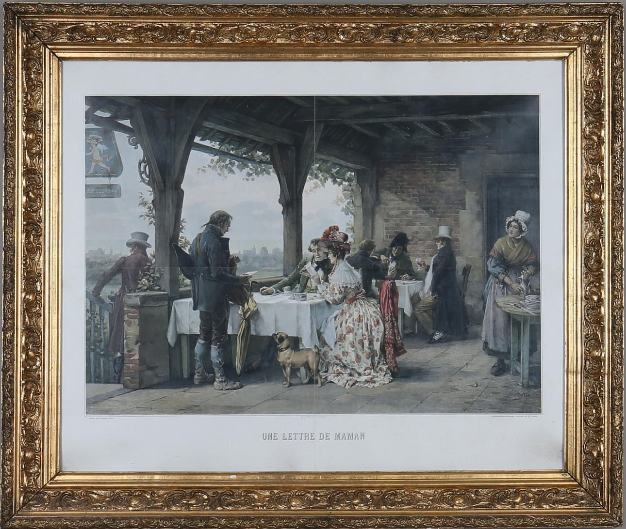 PIERRE OUTIN. EFTER. "Une lettre de Maman", tryck, Boussod Valadon et Cie, Paris, 1895.