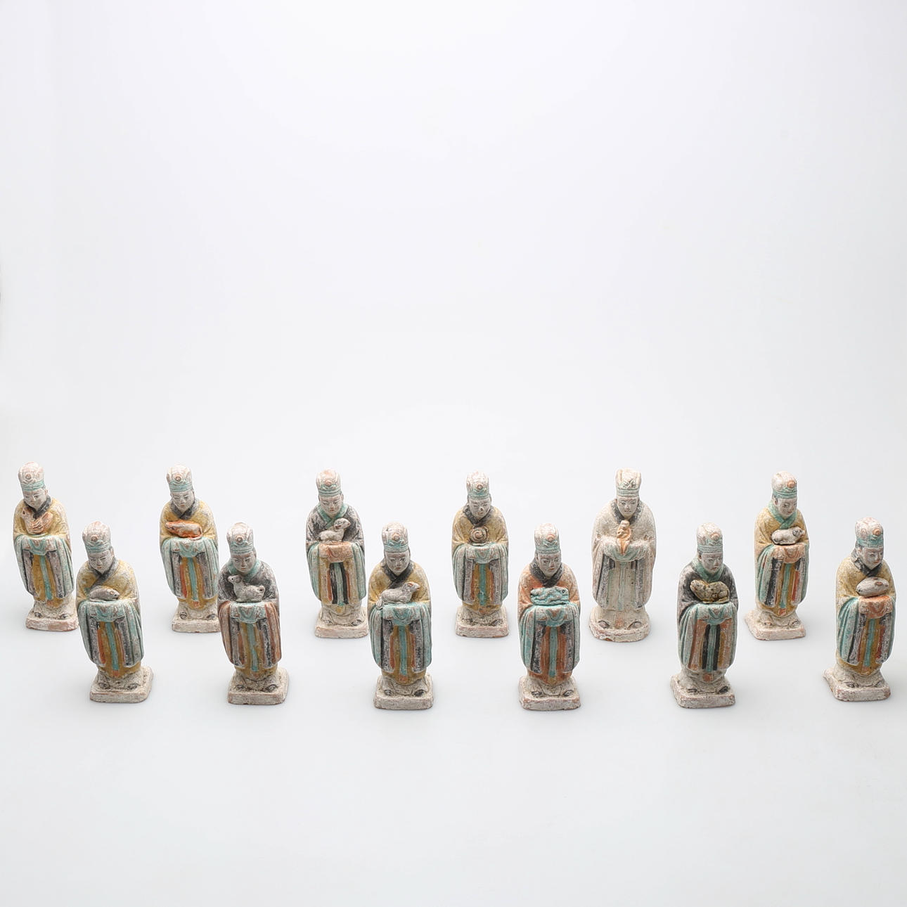 ZODIAK FIGURER i terracottta, 12 st, Ming-dynastin (1368-1644, Kina.