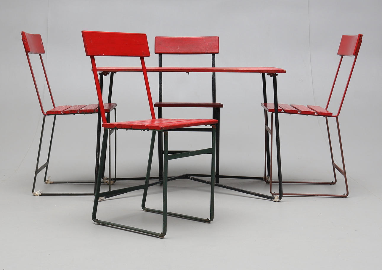 TRÄDGÅRDSGRUPP, Grythyttan, 5 delar, Omkring 1900-talets mitt.