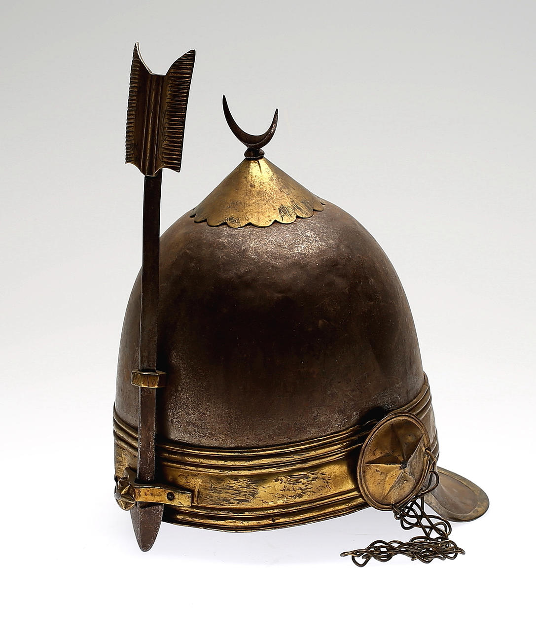 TURBANHJÄLM, Orientalisk, järn/mässing, antik.