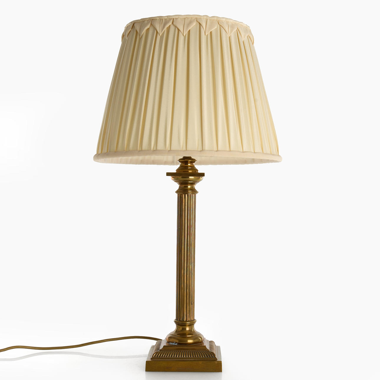 TABLE LAMP, brass column.