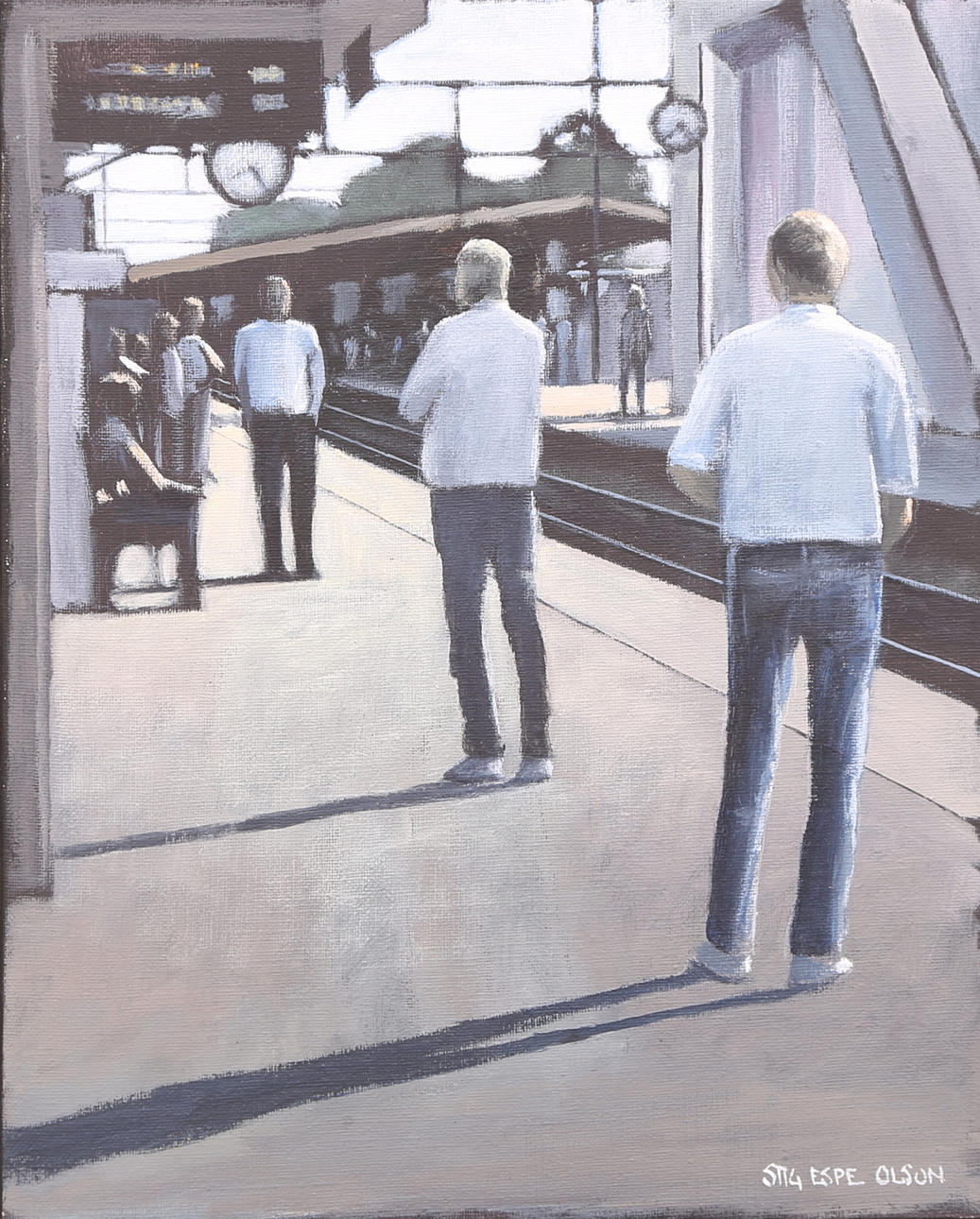 STIG ESPE OLSON. olja på duk, signerad Stig Espe Olson, "Stationen".
