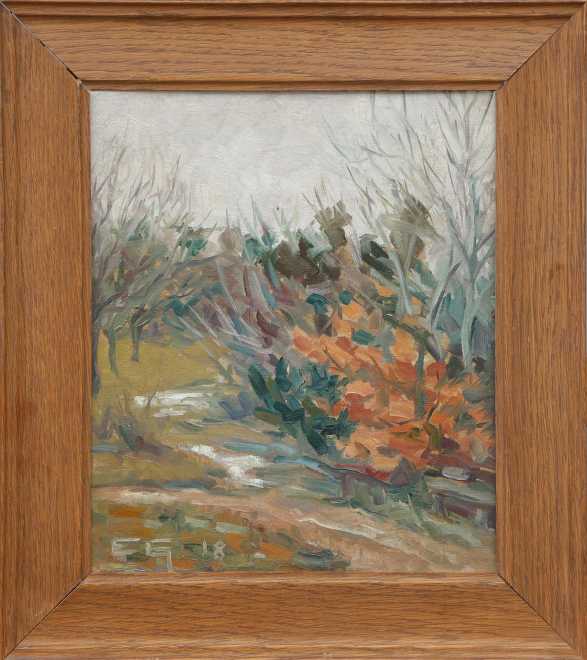 OIDENTIFIERAD KONSTNÄR. OLIE, på panel, signeret, 1918.