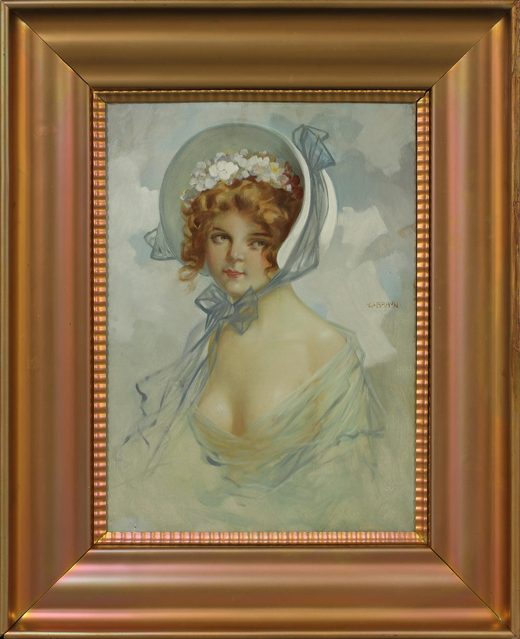 OIDENTIFIERAD KONSTNÄR. Porträtt, olja på duk, signerad W Braun.