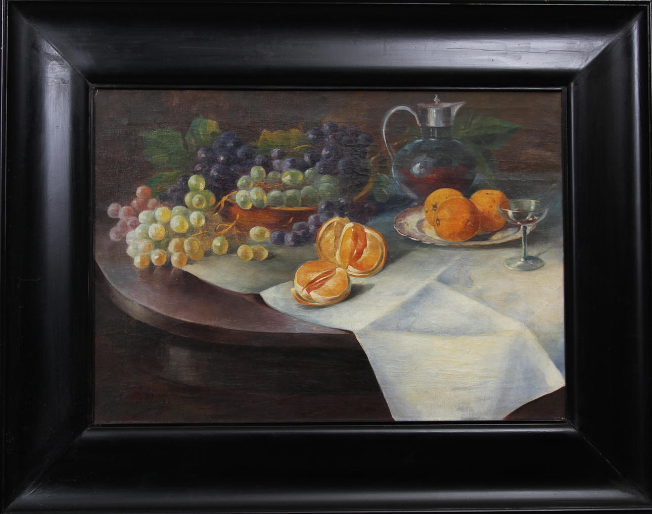 OKÄND KONSTNÄR. Fruktsilleben, olja på duk, signerad E. Borg.