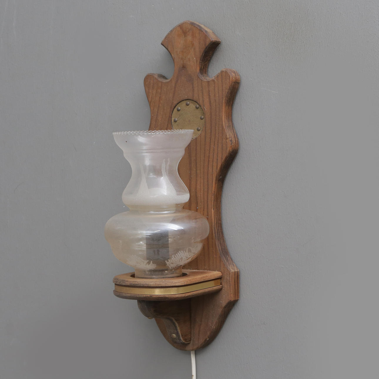 WALL LAMP, wood/glass.