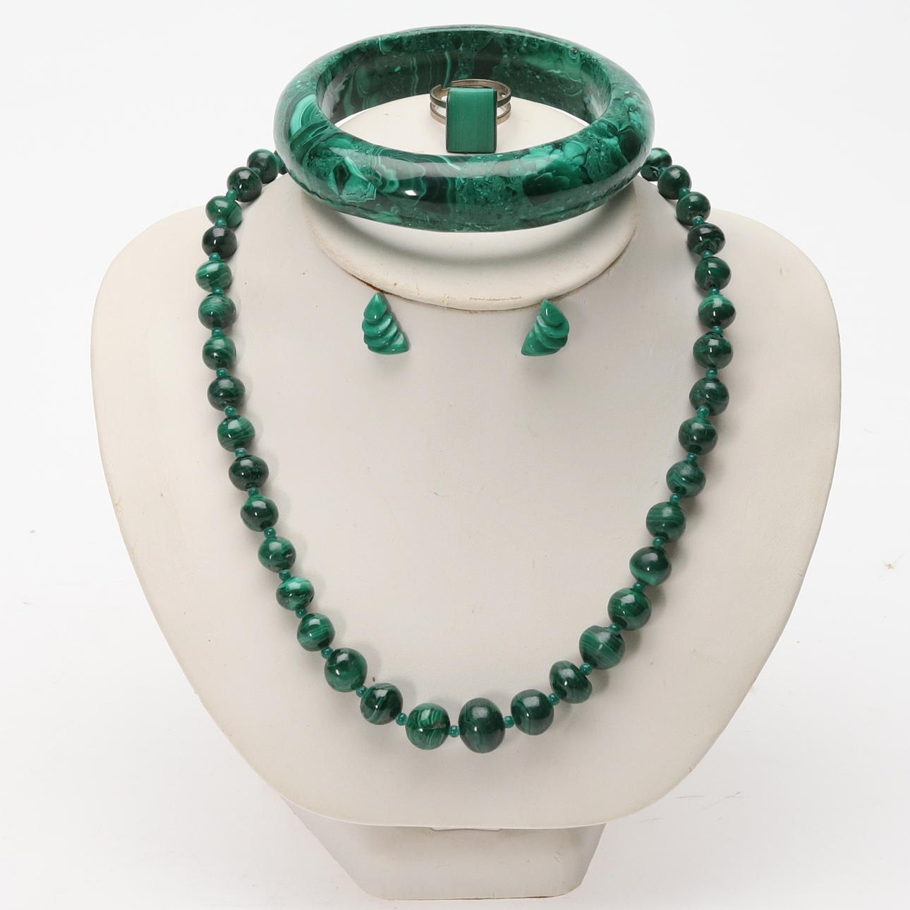 COLLIER, ARMRING, ÖRHÄNGEN & RING, MALAKIT.