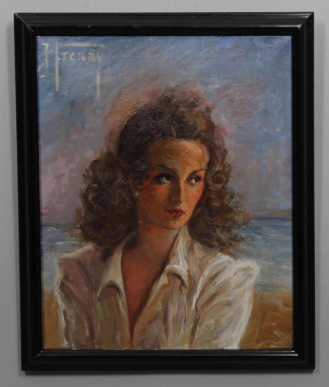 OKÄND KONSTNÄR. , Porträtt av ung dam, signerad J. Frenay, ca 1900.