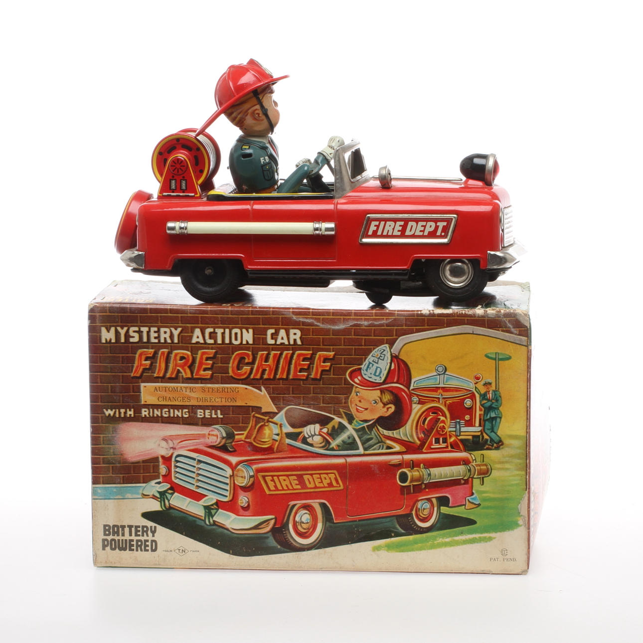 NOMURA TOYS FIRE CHIEF Mystery action car. Originalkartong.