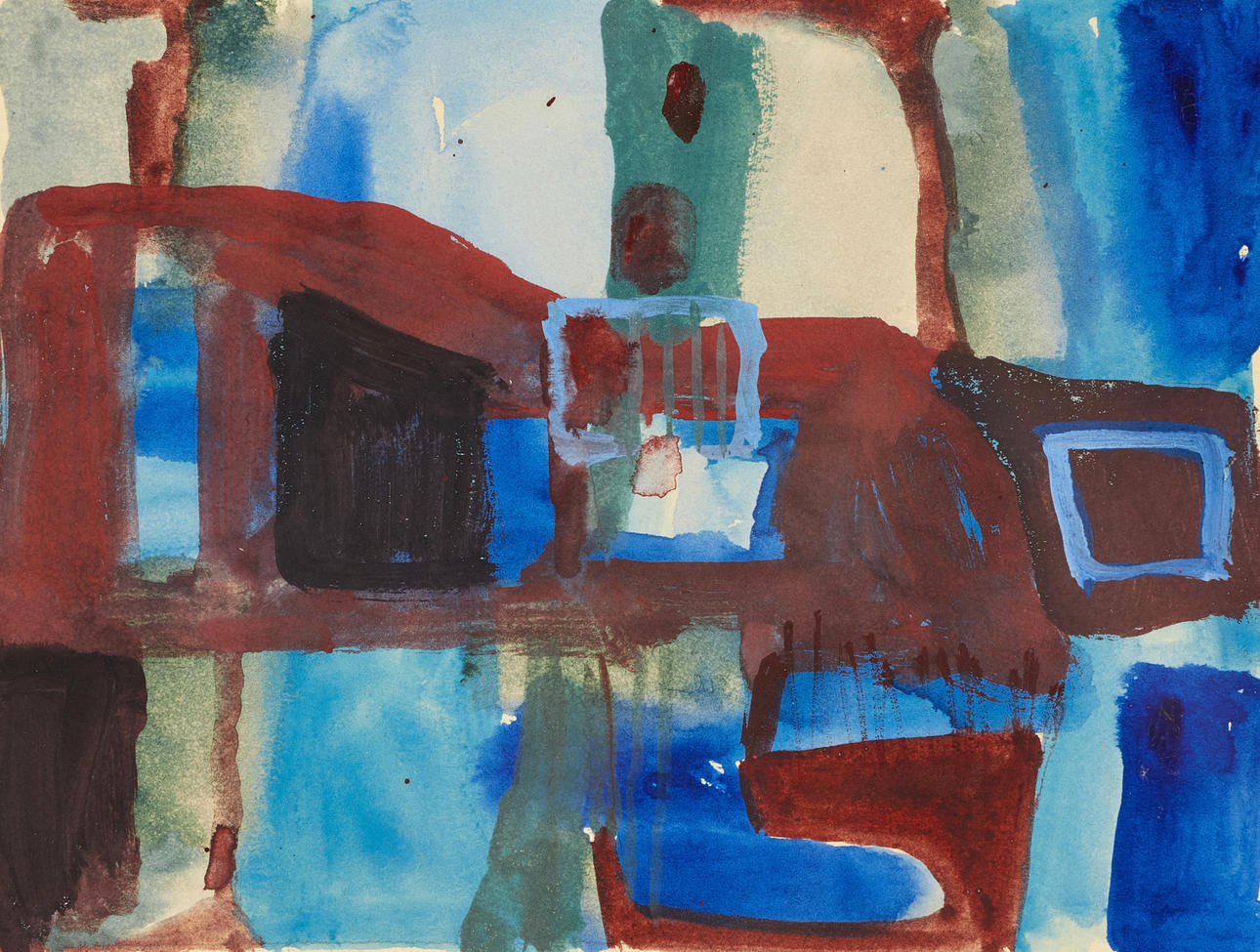 NANCIE WEST-SVANBERG (BORN 1940): Abstract composition, signed and dated Nancie West -60, watercolor on paper.