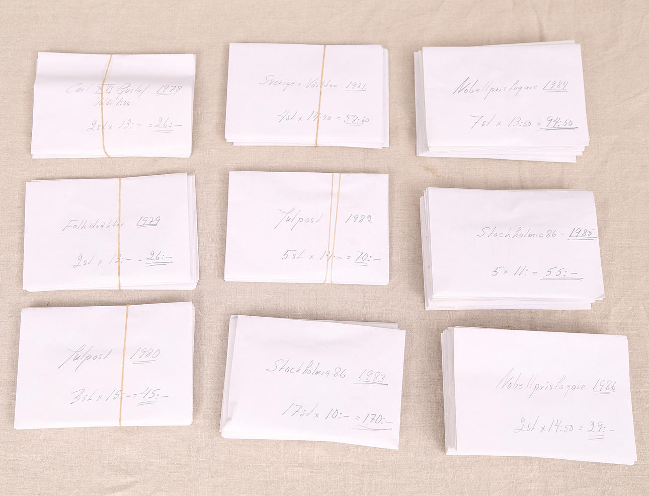 FRIMÄRKSHÄFTEN, svenska, ostämplade, 1978-1986, ca 4300 kr.