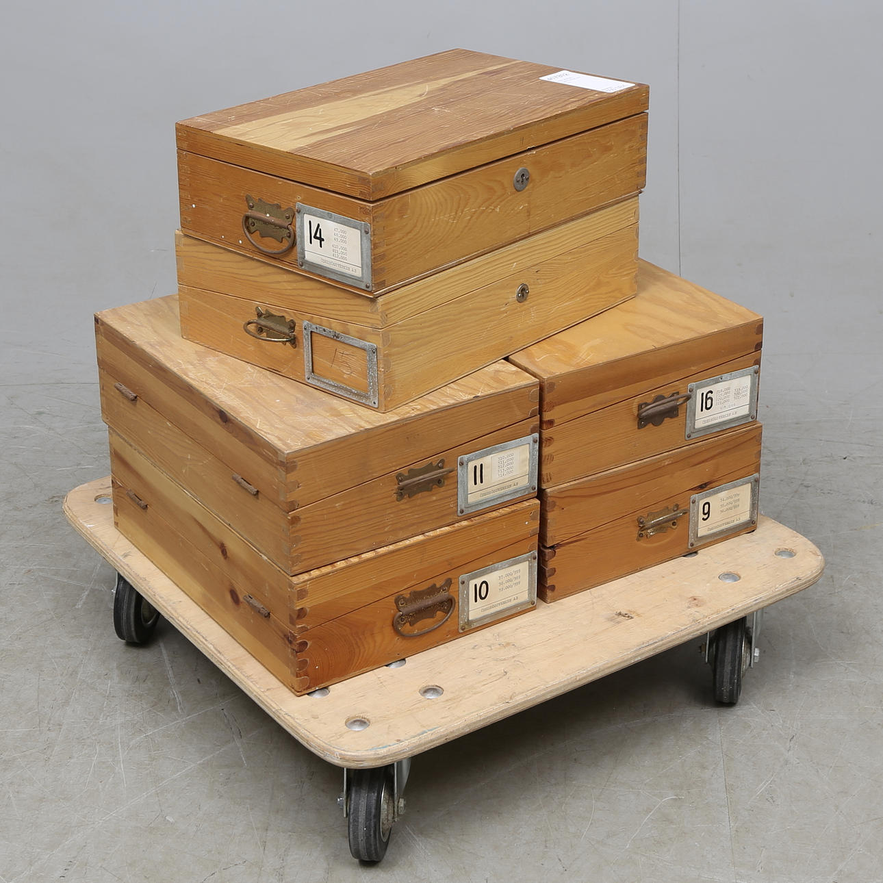 TRÄLÅDOR / KARTOTEK, trä, 6 st.