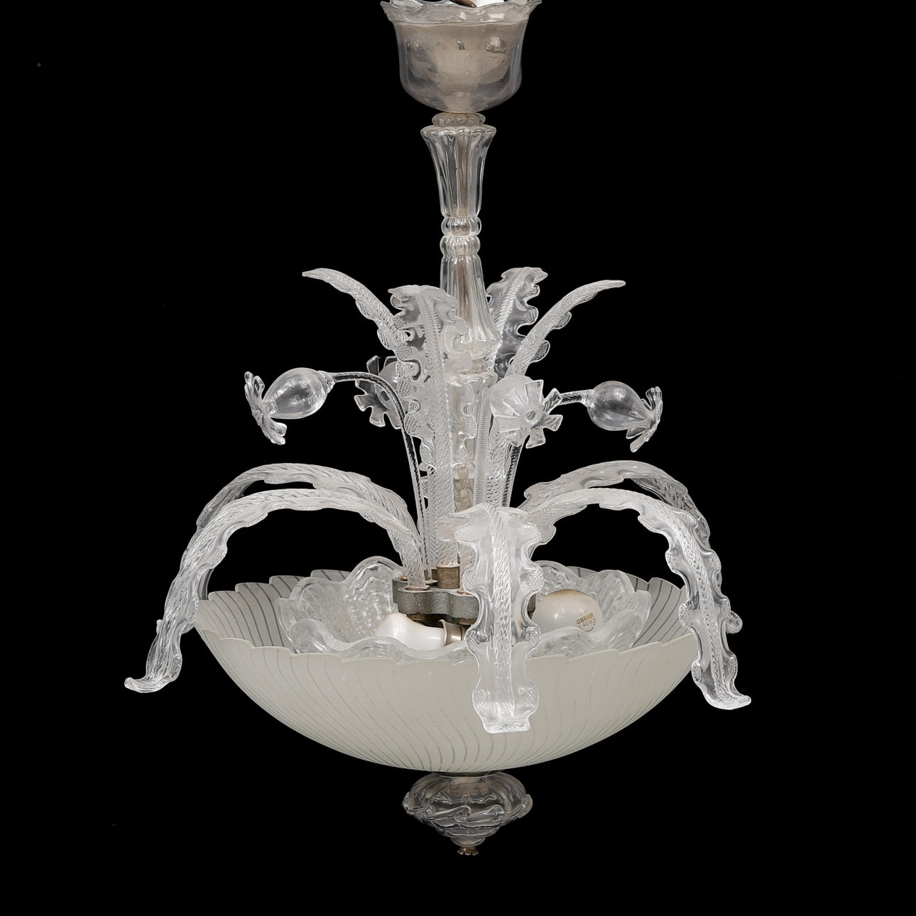 FRITZ KURZ. Deckenlampe, Orrefors.