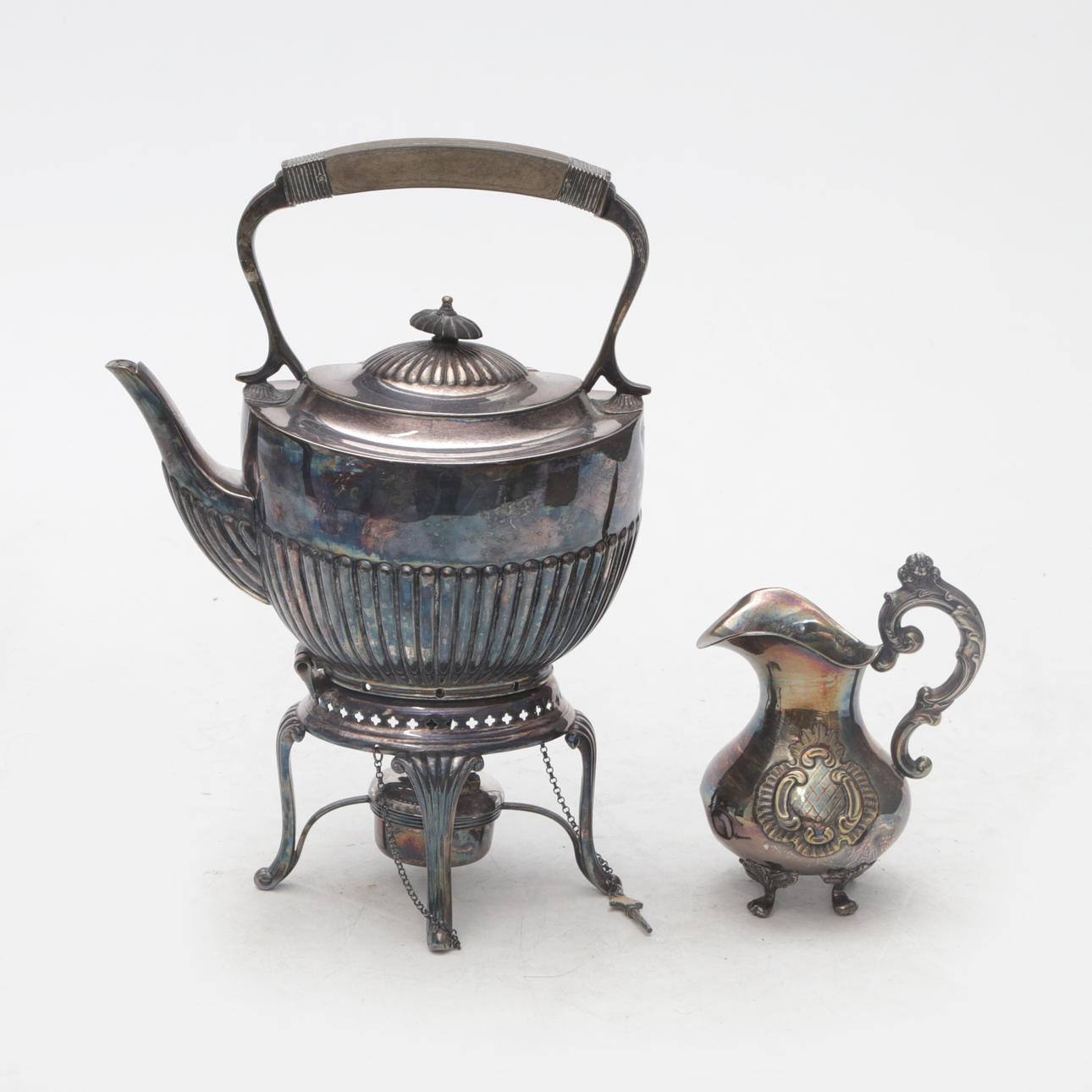 JUG, on STAND, CREAM JUG, electroplate.