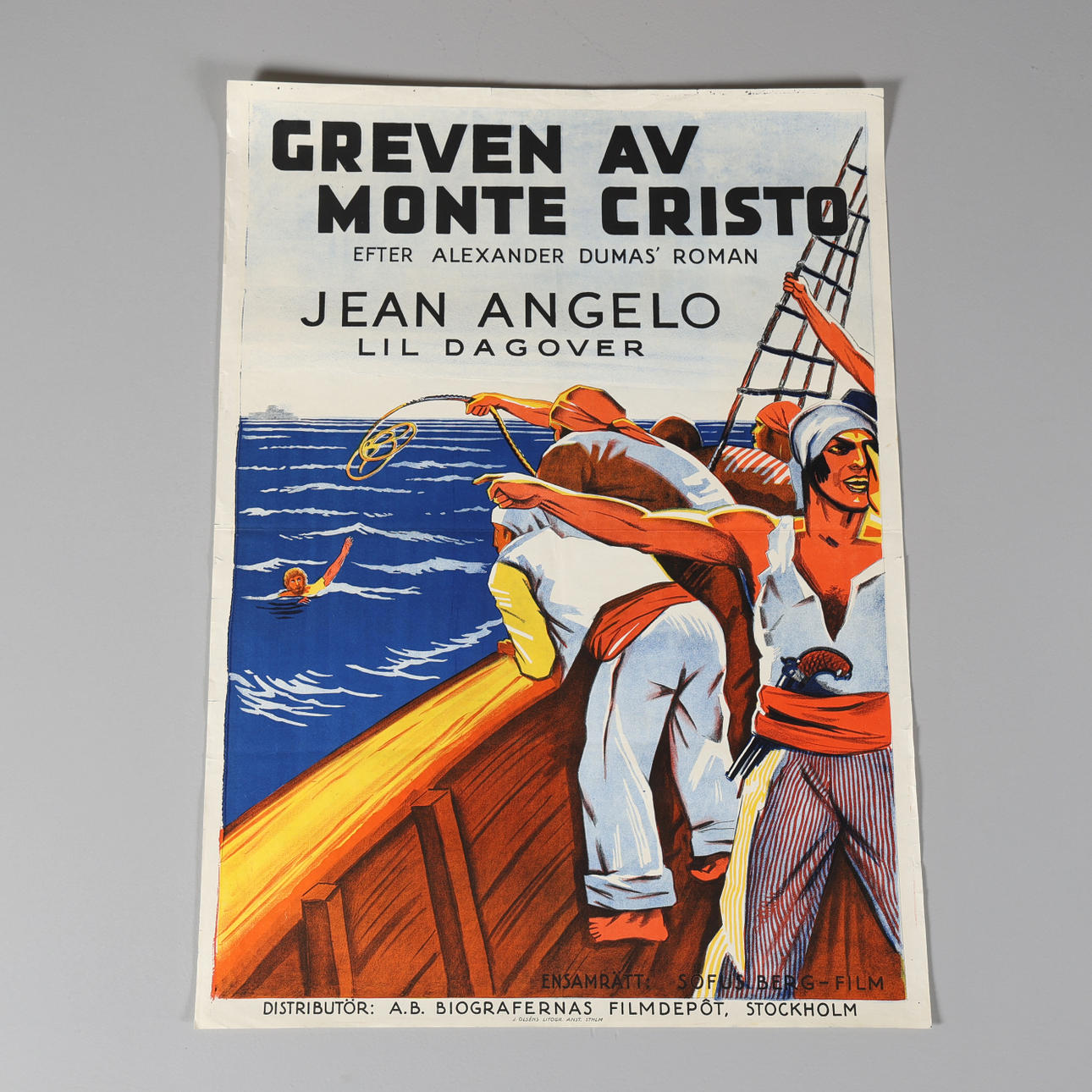 FILM POSTER, “The Count of Monte Cristo/Monte Cristo”, 1929, J. Olséns Litogr. Anst. Sthlm.