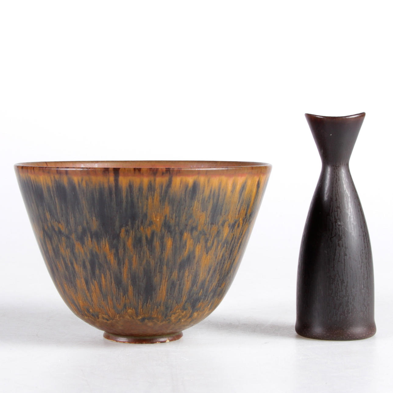 SKÅL, samt vas, stengods, harpälsglasyr, Gunnar Nylund samt Carl Harry Stålhane, Gustavsberg.